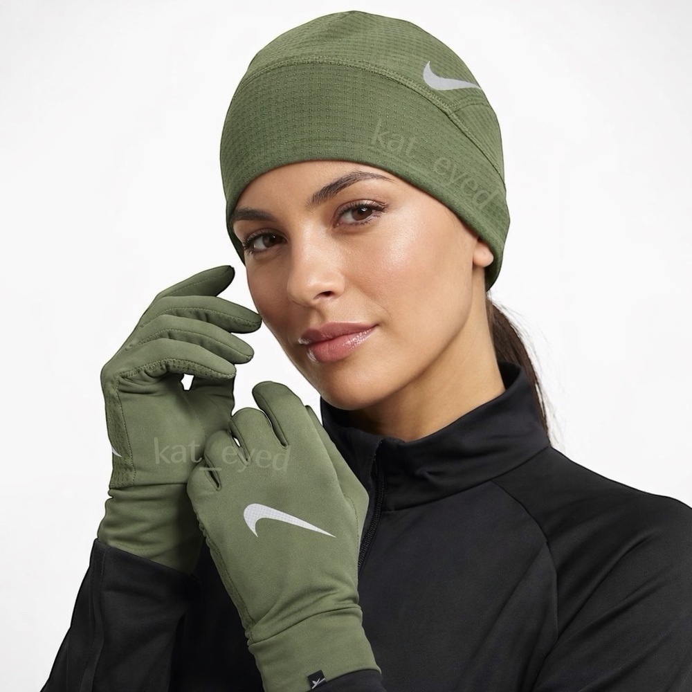 NEW Nike Running Dri-FIT Lightweight Fleece
Hat and Glove Set Olive Green - XS/S